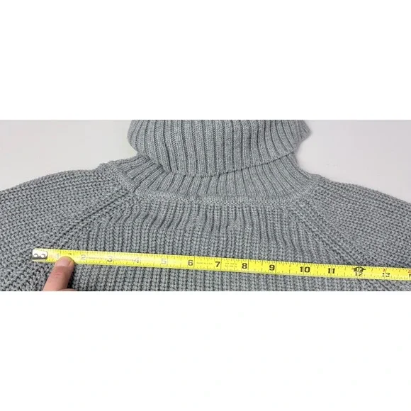 Ugg Poncho Women's Medium Grey Chunky Knit Cowl Neck Sweater Cotton 1k - Picture 10 of 13